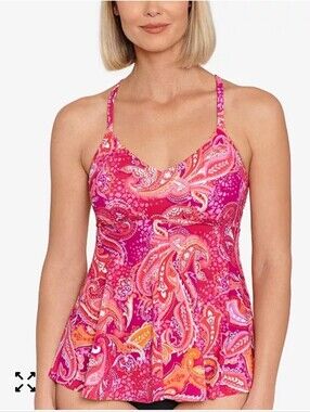 Swim Solutions nwt fuchsia pink 16W Women's Printed Underwire fits up to a D cup